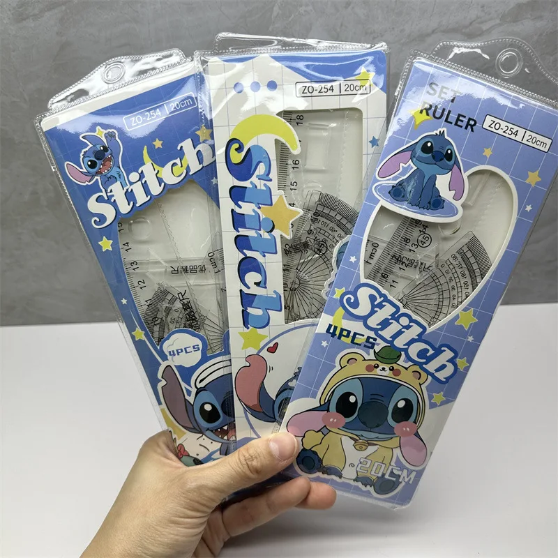 1Set Creative Disney Stitch Rulers Student Stationery Triangle Ruler School Supplies Kids Gift Wholesale