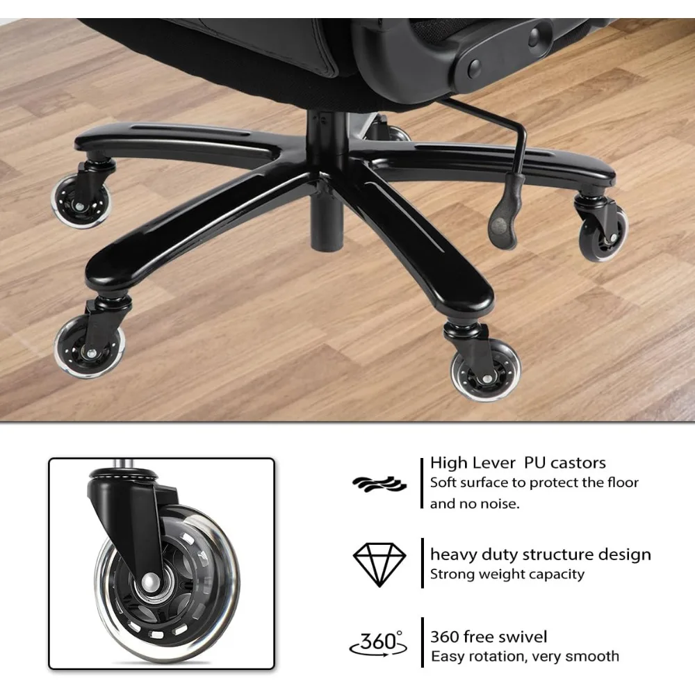 Krzesło biurowe dla dużych i wysokich osób, udźwig 227 kg, szerokie siedzisko sprężynowe, obrót o 360 stopni i wytrzymałe kółka, do biura szefa lub domowego biura.