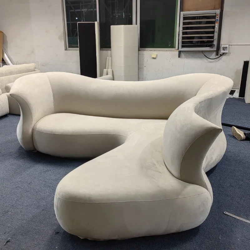 Nordic simple fiberglass special-shaped fabric sofa modern
