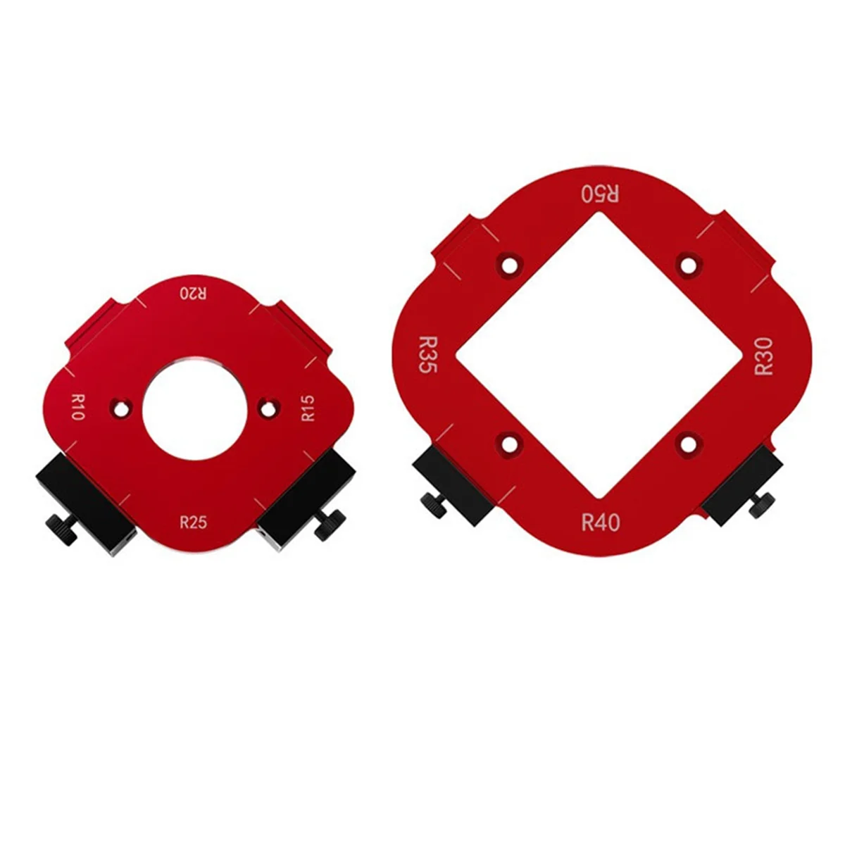 

2PCS Woodworking Router Templates R10-R50 Radius Jig 4-In-1 Arc Angle Positioning Template, Corner Radius