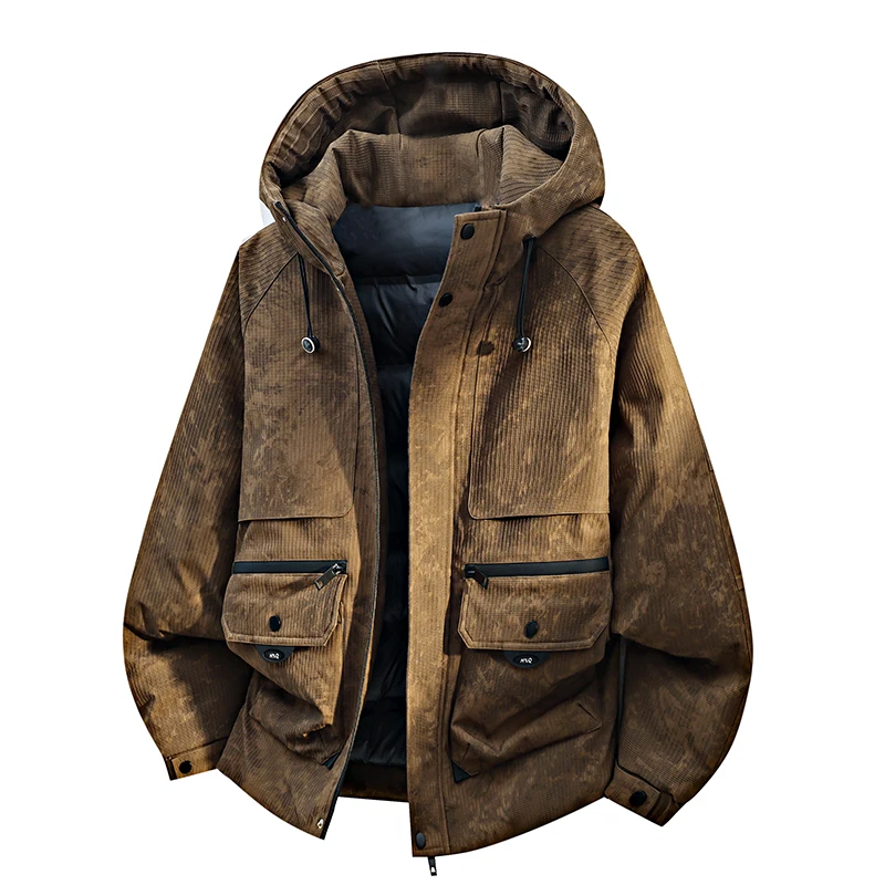 

Мужская зимняя куртка-пуховик с капюшоном, 90% белый утиный пух, ветрозащитная, морозостойкая, свободного кроя, в стиле американской рабочей одежды