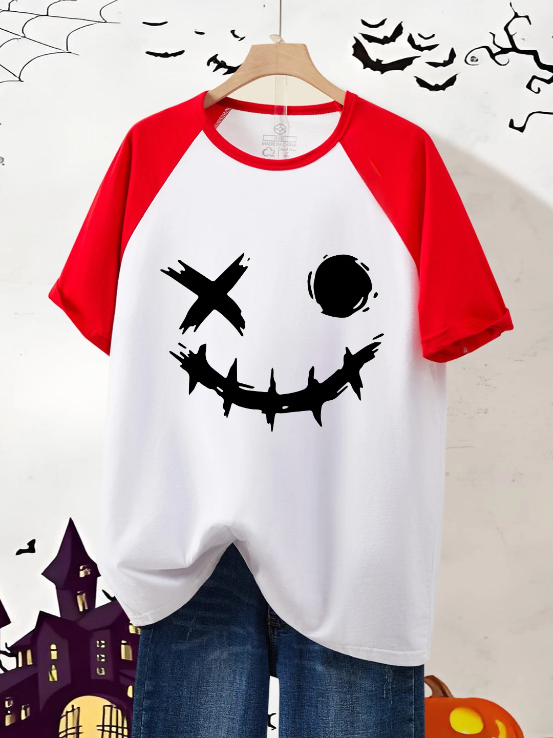 

Креативная футболка свободного кроя для пары на Хэллоуин, футболка из чистого хлопка, повседневная футболка Sle Commute Faion ex f Sve Top