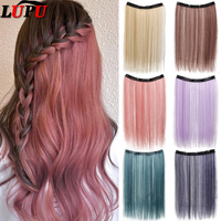 Colored Hair Extensions 20Inch Straight Color Clip in on Hair Extension Rainbow Party Highlights Synthetic Hairpiece for Girls