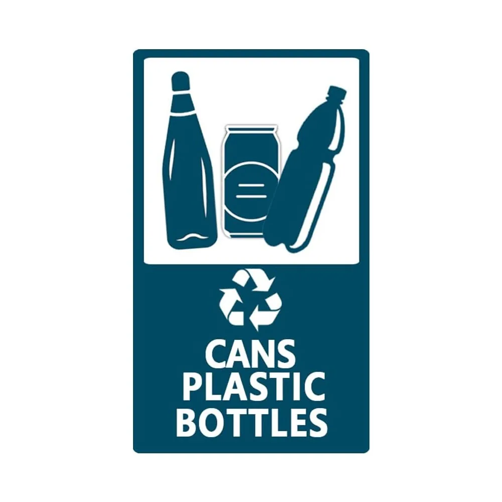 Self Adhesive Recycle Sign Decals for Trash 8x4 inch Cans and Bottle Only stickers 6pcs