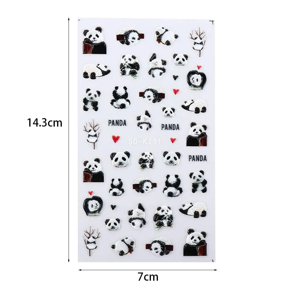 Panda bonito adesivos de unhas animais dos desenhos animados decoração de unhas decalques de unhas de bambu salão de beleza