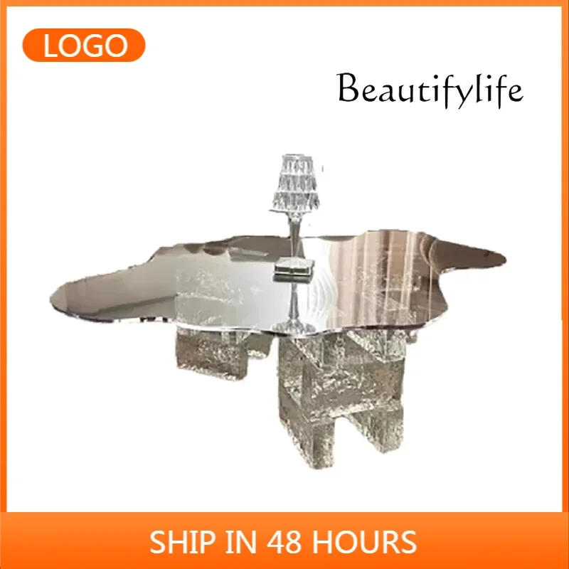 C BJ ZL Modern Luxury Coffee Table Cloud Shape Design Glass Living Room Coffee Table Unique Glam Table Basse Pour Salon