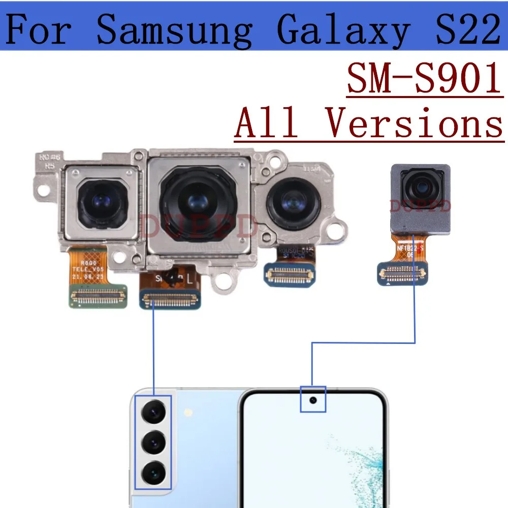 Front Rear Camera For Samsung Galaxy S22 5G SM-S901 S901B S901U S901E Frontal Selfie Back Facing Camera Module Spare
