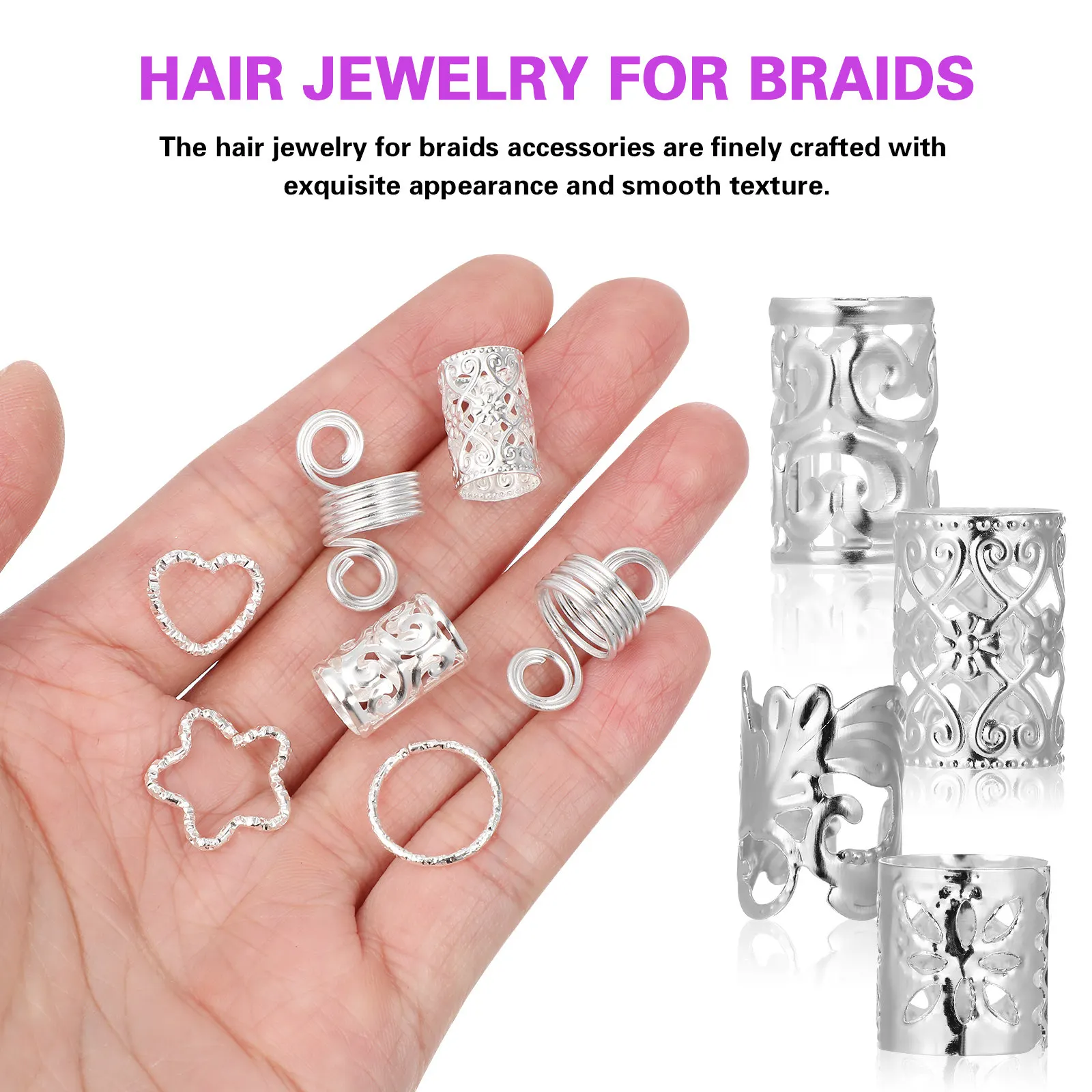 

1 Box Braid Hair Jewelry Exquisite Metal Beads for Braiding Long-Lasting Wear Ideal Hair Decorations for Various Occasions