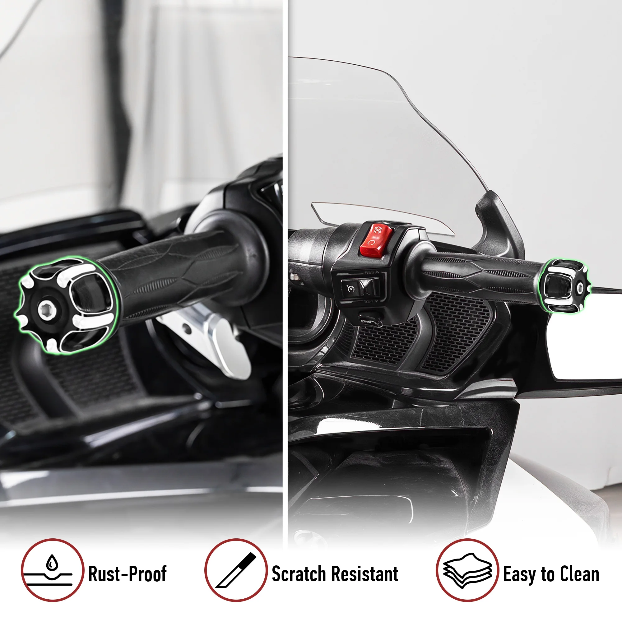 Stripe Style Handlebar End Caps for Can Am Spyder F3, RT, RT-L Models 2012-2023 | Grip End Plugs Accessories