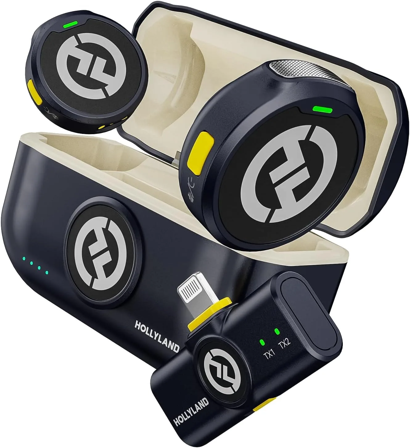 Hollyland LARK M2 Wireless Lavalier Microphone for iPhone Camera 300m Range Noise Cancellation 30H Battery for Photography Vlog