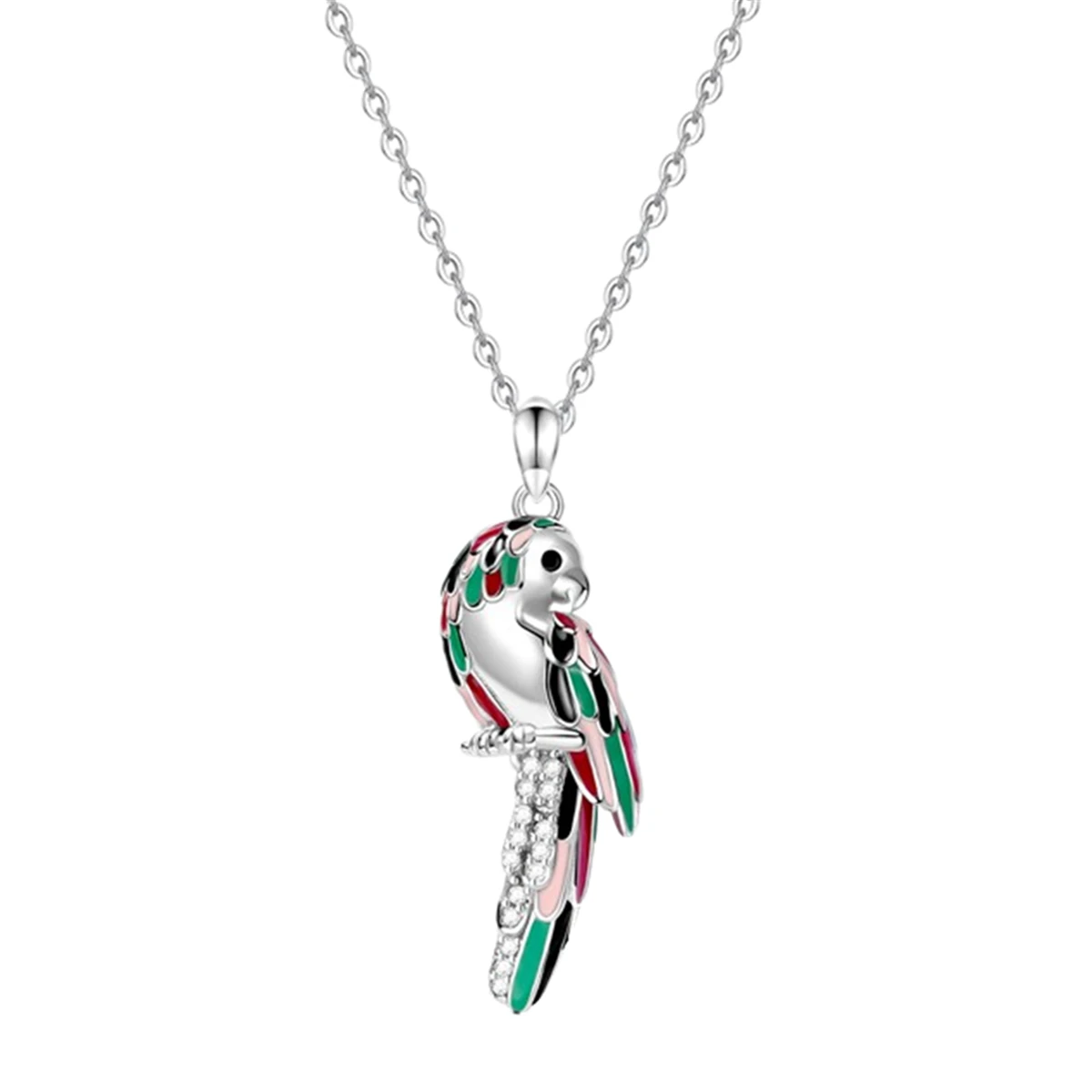 Exquisite Colorful Dripping Parrot Rhinestone Pendant Necklace for Women Cute Cartoon Bird Animal Jewelry Fashion Birthday Gifts