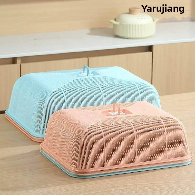 Large Rectangular Plastic Food Cover Kitchen Table Leftovers Cover Dustproof Flyproof round Table Cover Kitchen Storage Organ...