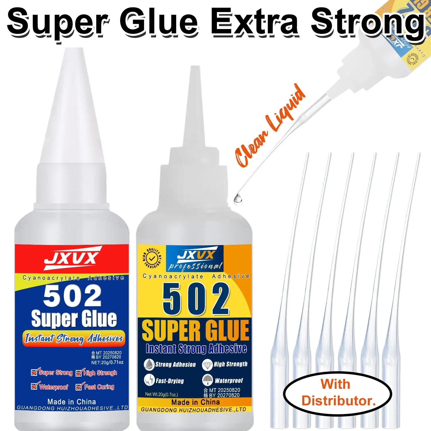 502 Super Glue 10.7oz, Cairan Perekat Segera Berbentuk Cair dari Cyanoacrylate untuk Kerajinan Kayu, Perbaikan Furnitur, Lem CA Serbaguna yang Kuat untuk Logam, Kaca, Plastik, Keramik, Kulit.