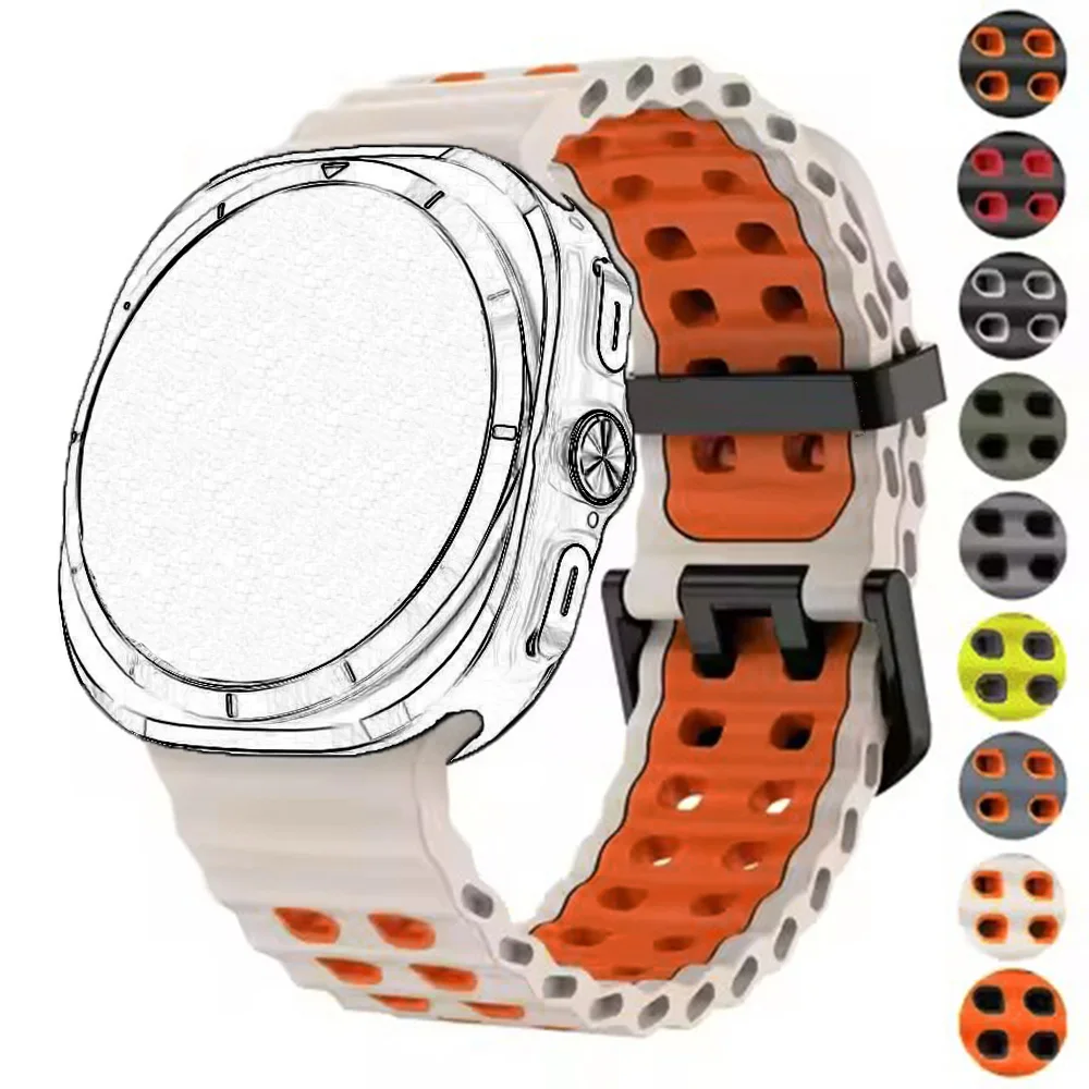 Correa marina para Samsung Galaxy Watch Ultra 47mm pulsera deportiva de silicona para GalaxyWatch Ultra accesorios de correa de reloj