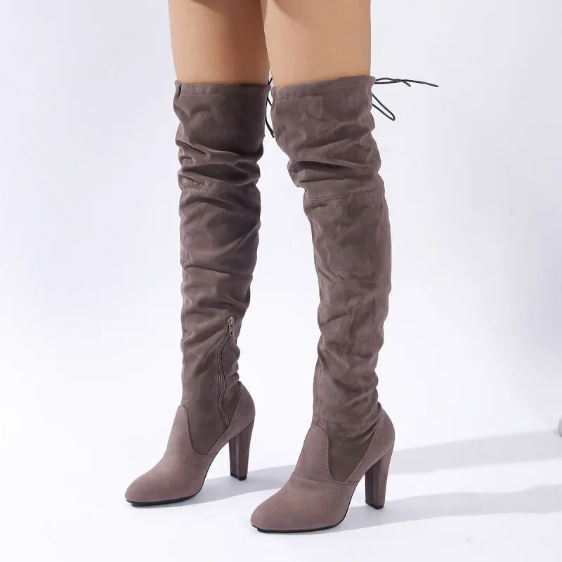 Modische Neue Elegante/sexy Overknee-Damenstiefel, Winter-Bestseller, Bequeme Spitze High-Heel Ritterstiefel – Detail 6