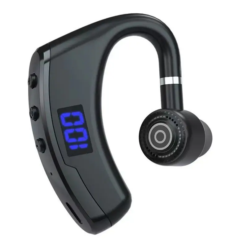 

Earhook Earphones Wireless Bluetooth Compatible Hands Free LED Display Built In Microphone Battery Status Connection