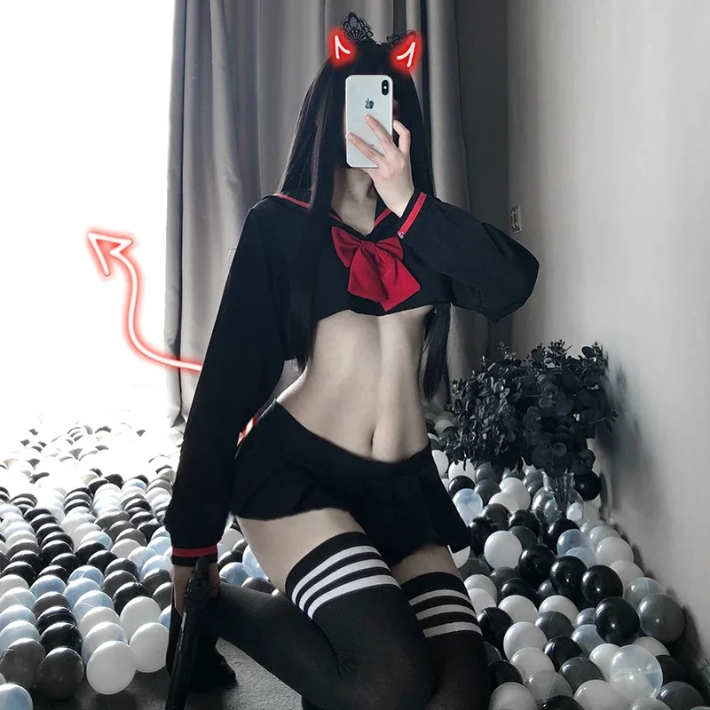 Sweet Sexy Lingerie Animal Cosplay Suit JK Uniform Temptation Kwaii Lola Mini Top Skirt Erotic Roleplay Student Saimor Suit