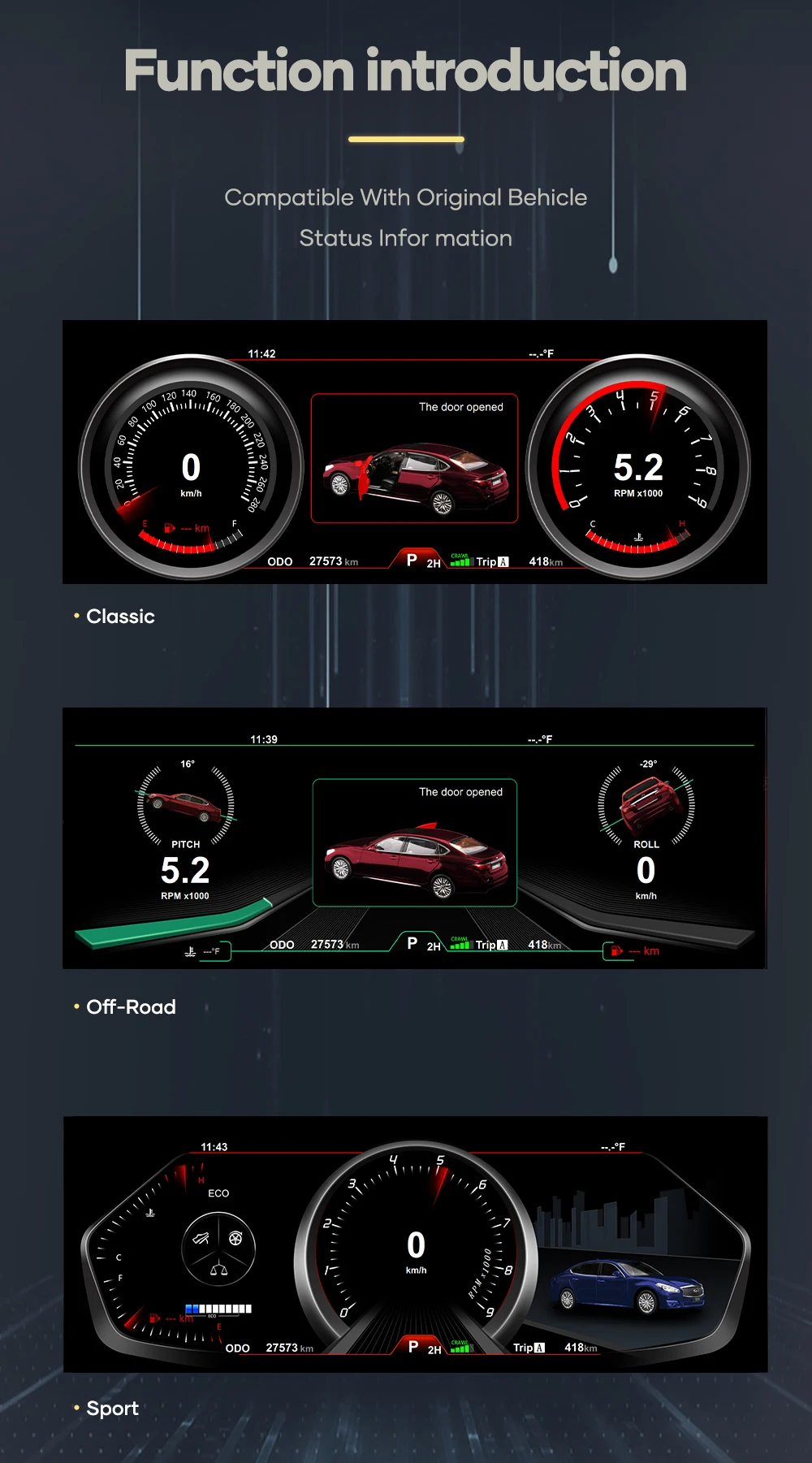 12,3 Zoll Preling car digitales Armaturen brett für Infiniti Q70 Auto LCD Panel Tachometer virtuelles Cockpit – Detail 10