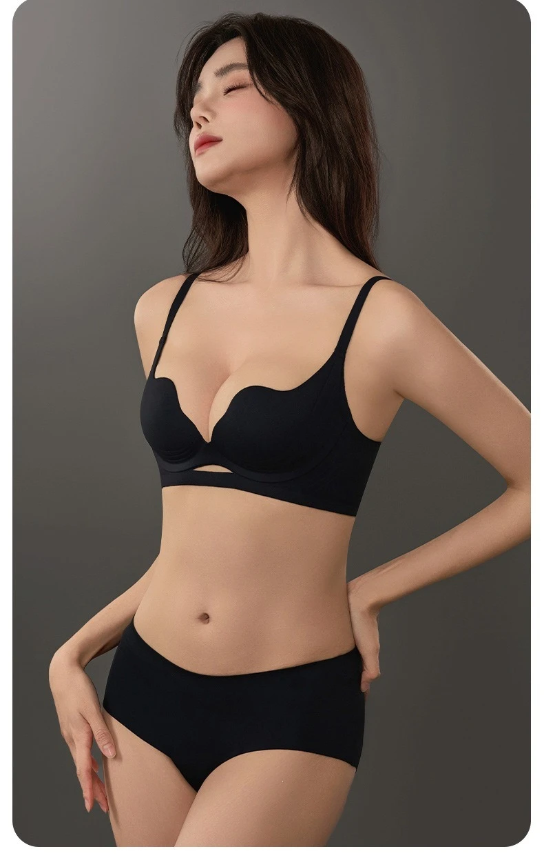 Women Wireless Petal Cup Bra Invisible Seamless Push Up for Small Bust Lift Side Support No Empty Cup Gathering Underwear