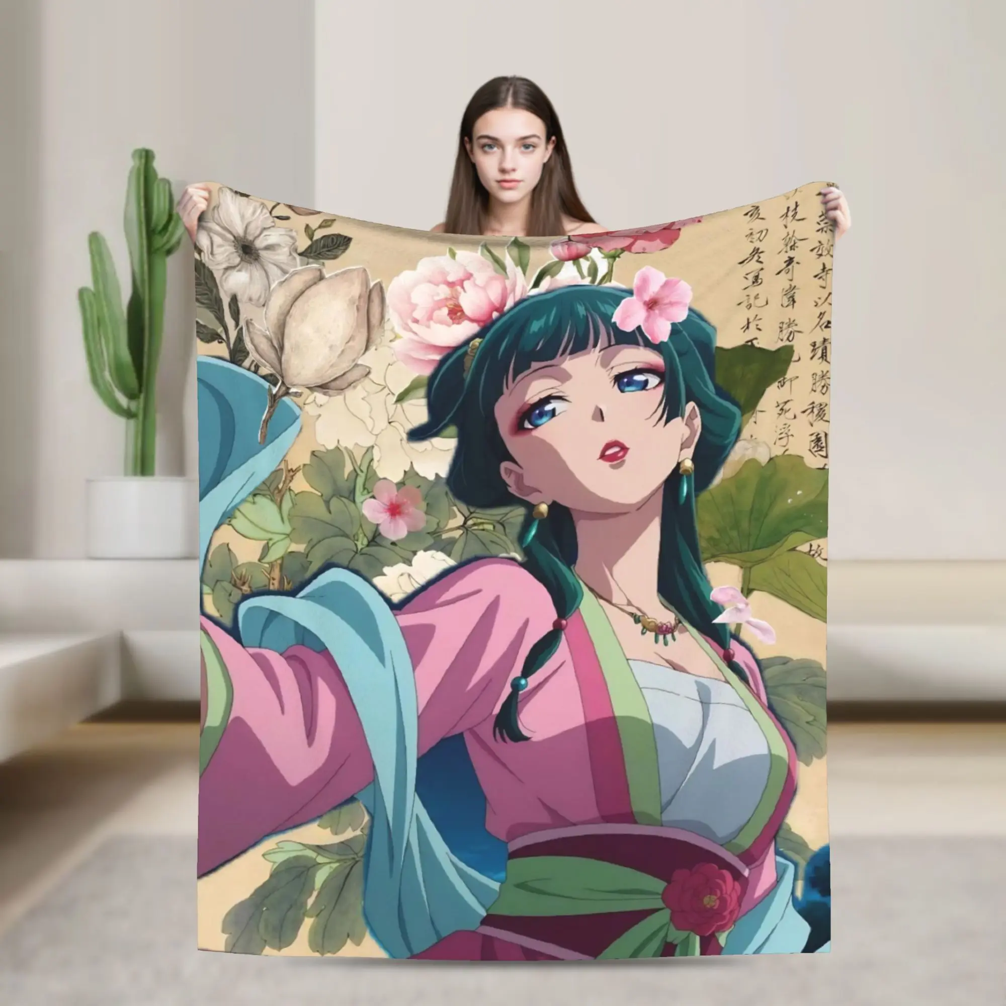 Super Soft The Apothecary D-Diaries Maomao  Throw Blanket Premium Flannel Fleece Lightweight  Bed Blanket Cozy Plush Blankets