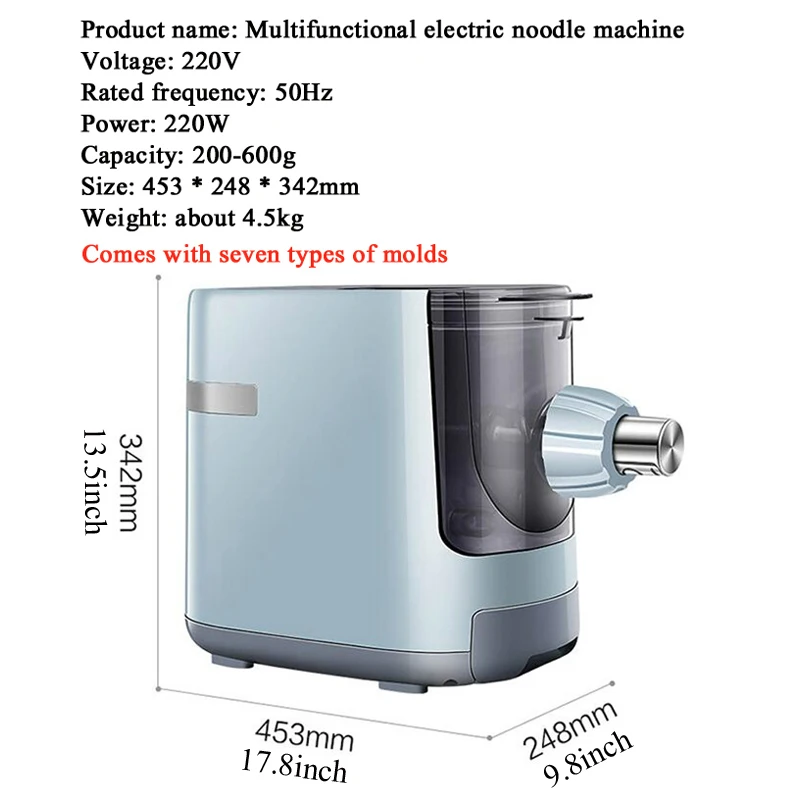 Electric Automatic Pasta Noodle Machine Multifunction Noodle Pasta Maker Dough Roller Extruder Machine