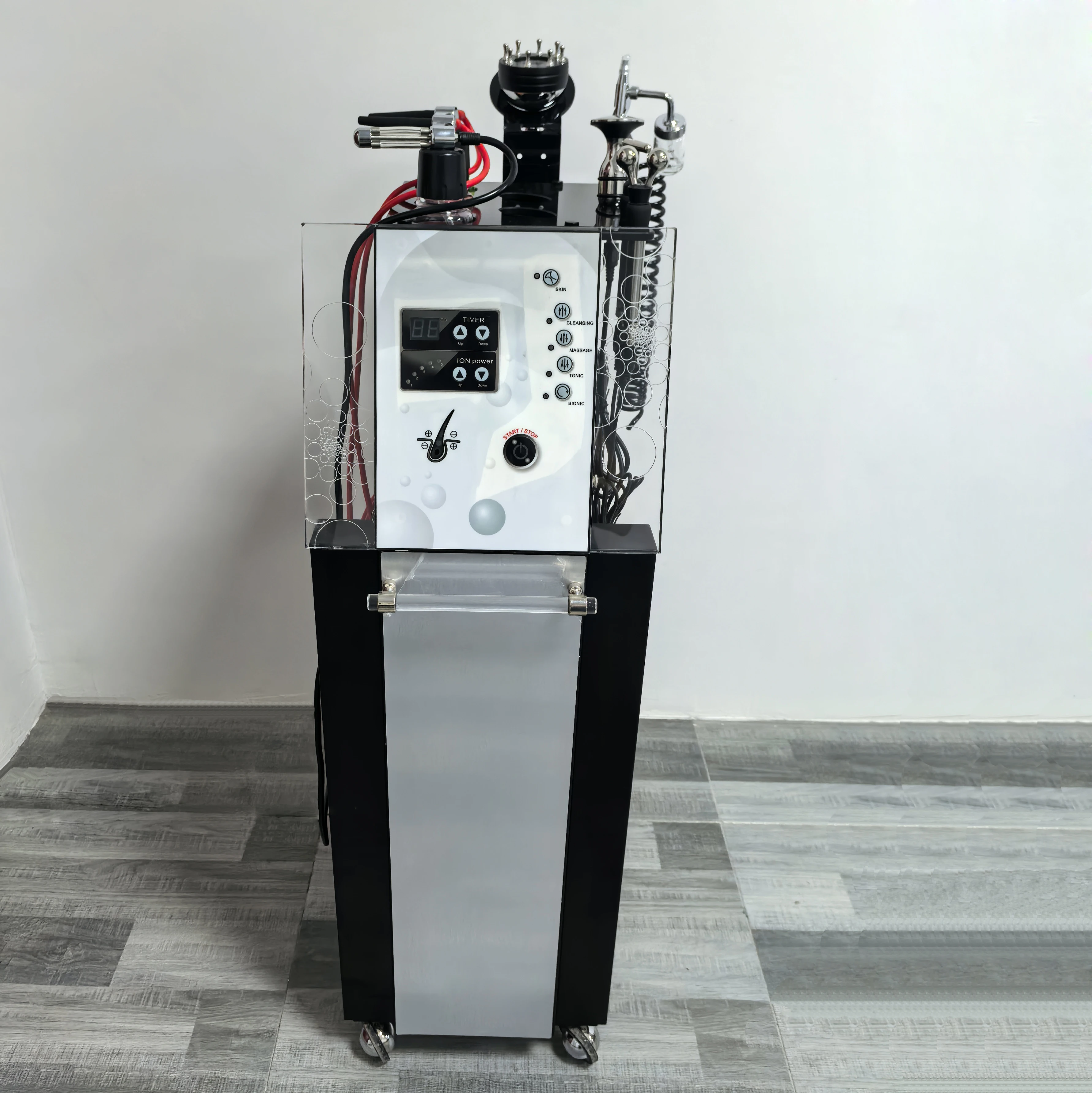 Professional 8 in 1 Korea Bubble Spa Scalp Machine Hair Salon Head Nutrition Care Photon Micro-current Massage Treatment Black
