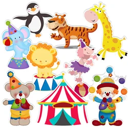 Carnival Circus Cutout DIY Amusement Park Theme Party Decorations Tiger Lion Elephant Cardboard Kids Birthday Backdrop