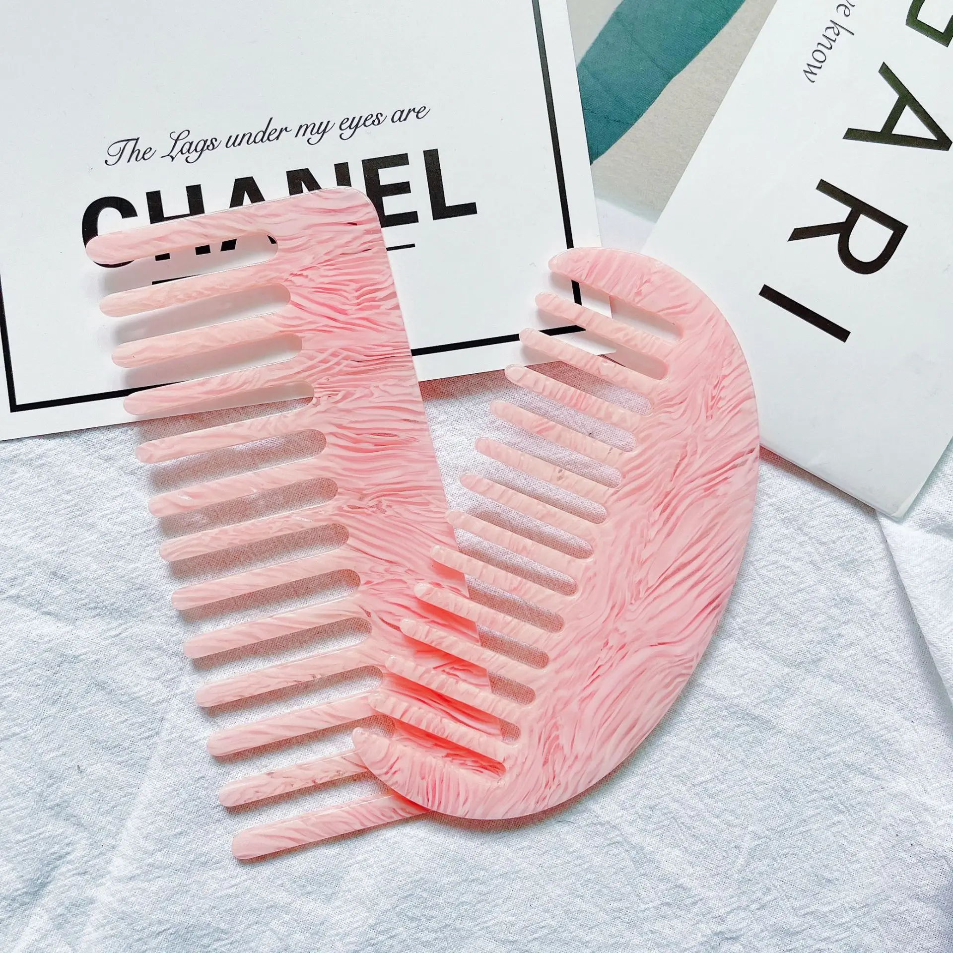 Korean ins candy color acetate sheet comb simple marble texture portable hair comb