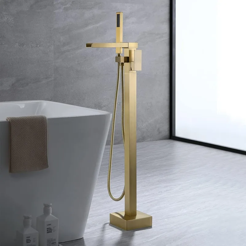 Fornex Floor-to-ceiling bathtub faucet All-copper bathroom Waterfall cylinder edge faucet Vertical square hot and cold shower sh