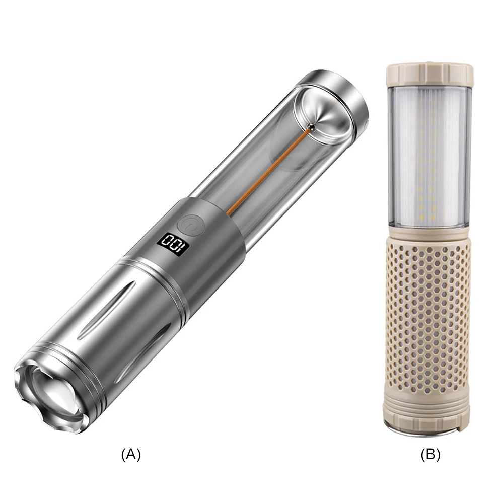 2 In 1 Camping Light Camping Flashlight with Hanging Hook Portable Tent Light Dimmable Emergency Light for Outdoor Picnic
