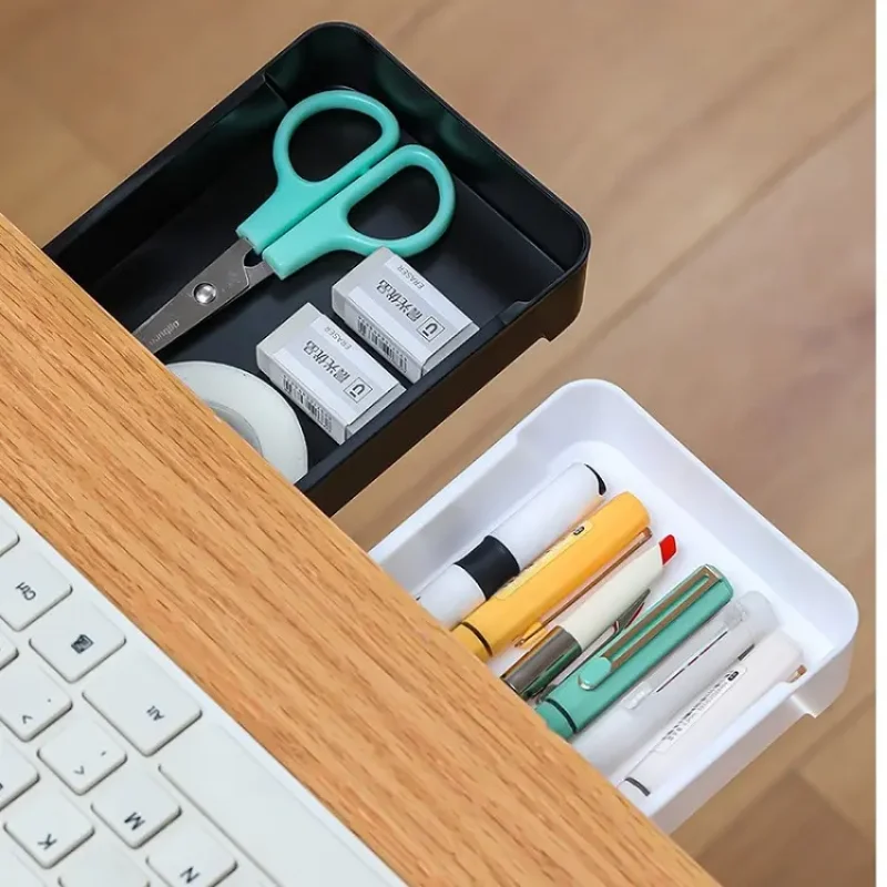 Punch Free Storage Rack Box Invisible Drawer Kitchen Cutlery Bedroom Desk Sundry Organizer for Cosmetics Stationery Pen Holder