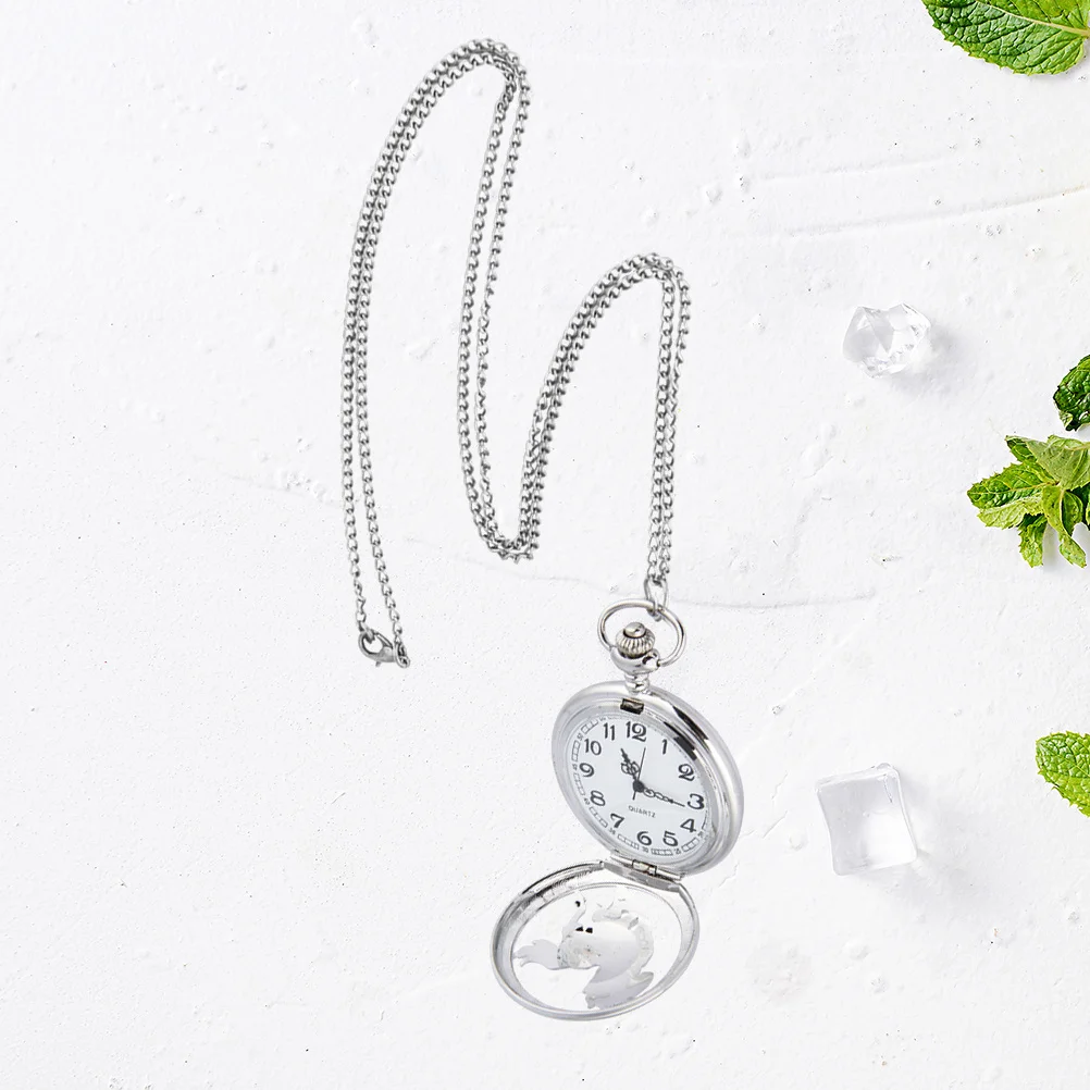 Montre de poche classique en argent, pendentif suspendu créatif, conception Durable, housse de protection, visualisation facile, décoration de mode