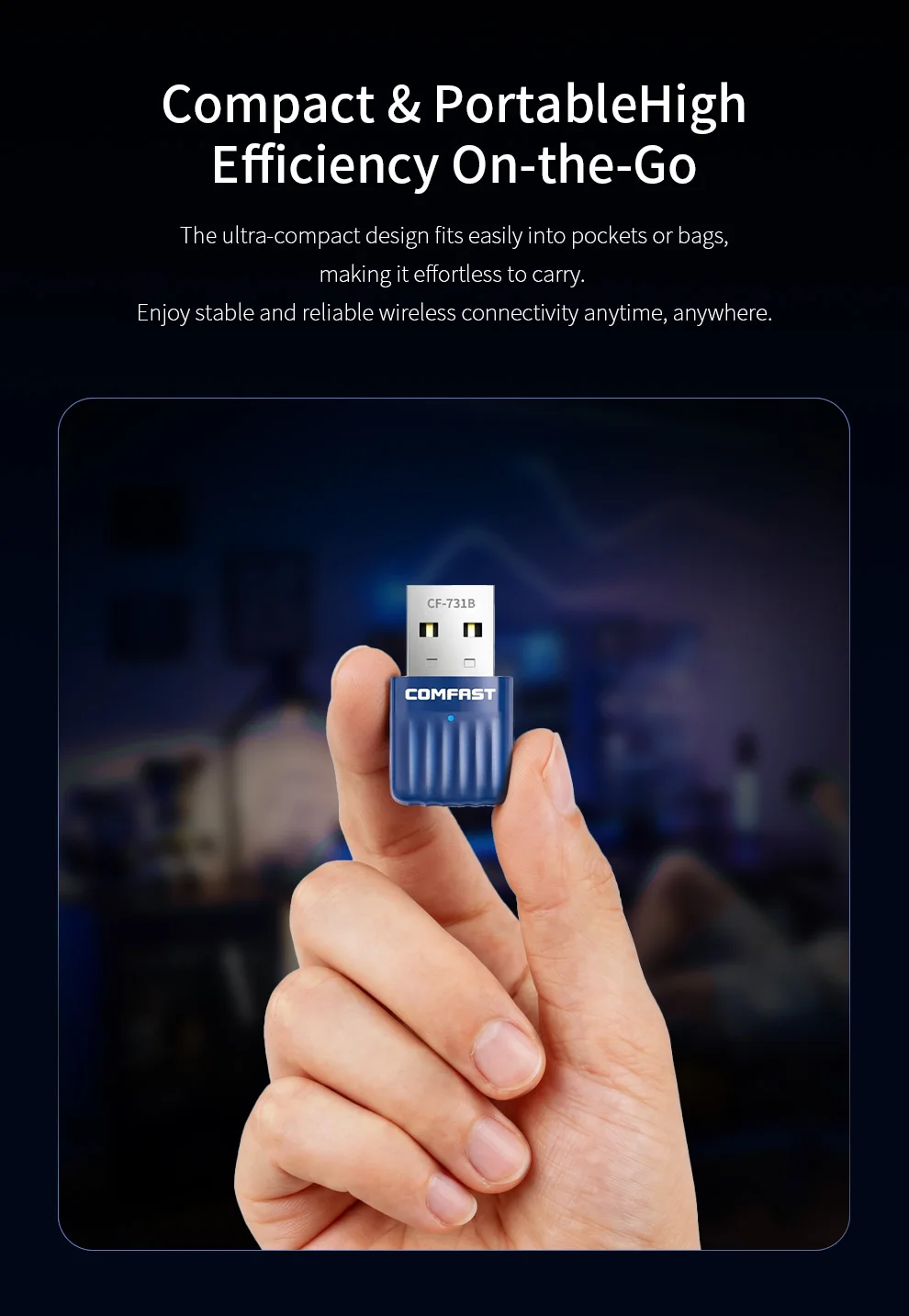 COMFAST WiFi 6 USB-Adapter 900 Mbit/s Dualband 2,4/5G Bluetooth 5.3 Free Drive RTL8851BU Netzwerkkarte für PC Laptop Windows 10/11 – Detail 33