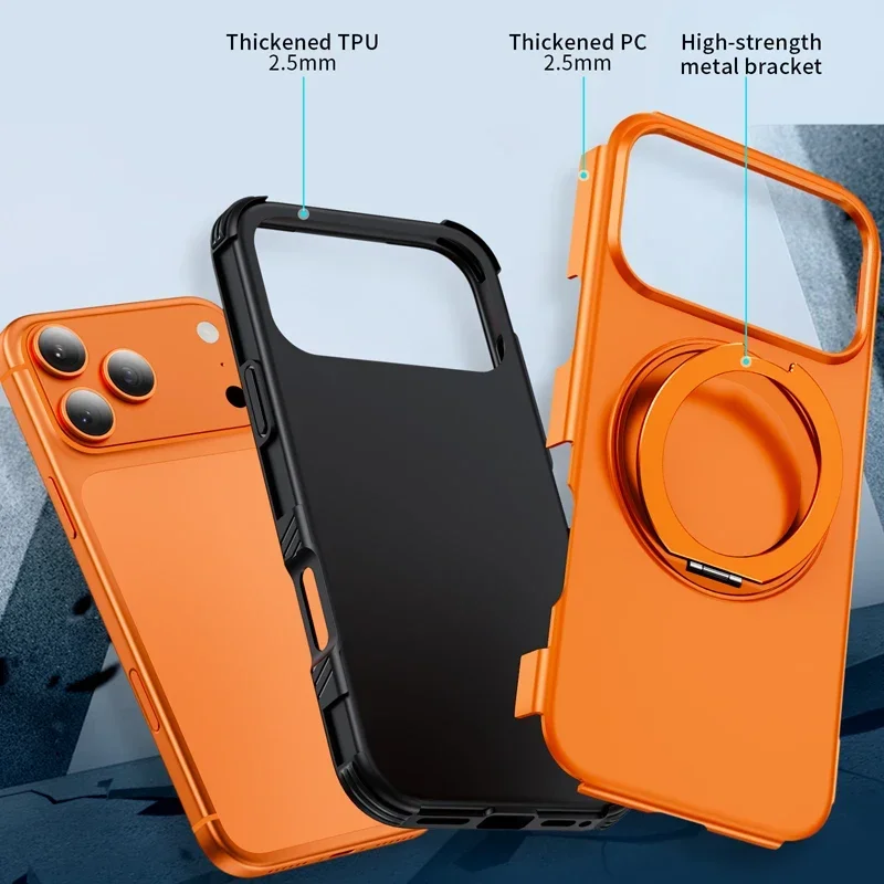 For Magsafe Case For iPhone 18Pro 15 14 13 12 16 17 18 Pro Max 16e Magnetic Wireless Charging Ring Stand Anti-slip Bumper Cover