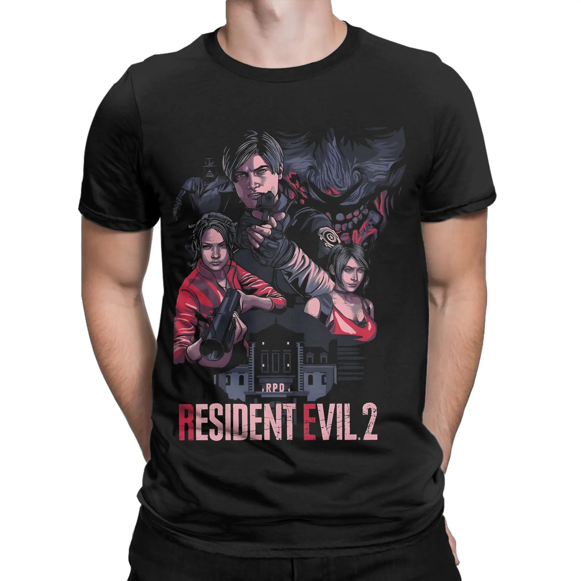 Resident Evil 2 Remake Funny 100% Cotton T-Shirt Leon Kennedy Tees Tops For Men