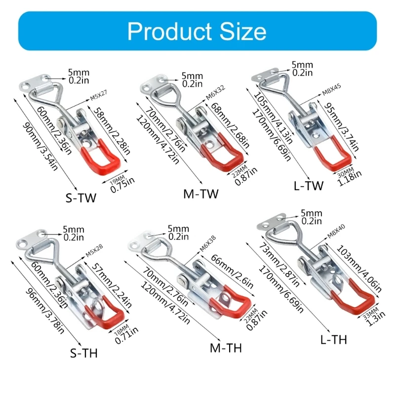 E15D 5Pcs Heavy Duty Toggle Clamp Toggle Latches Clamp Quick Release Hand Tool