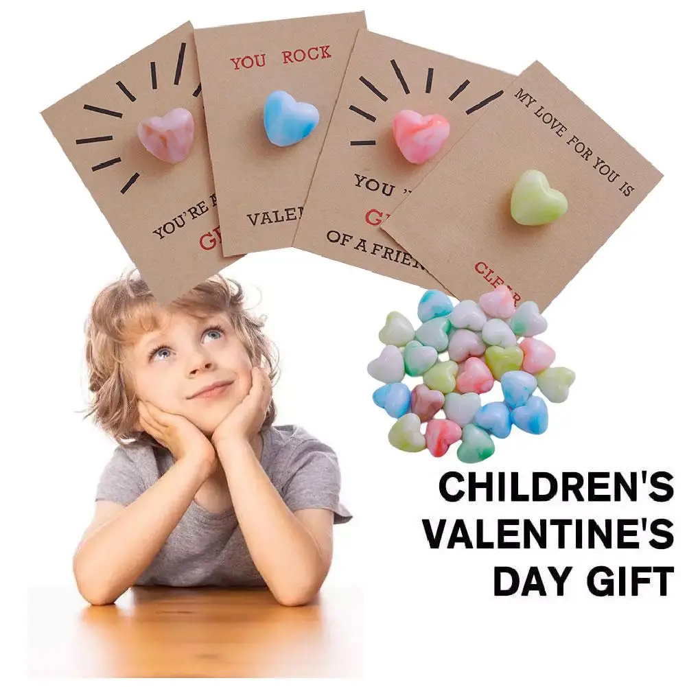 24 Pack Valentines Cards Valentines Day Gifts Versatile Heart-Shape Day Heart Crystals Love Ornaments Valentine's Hearts Z4K7