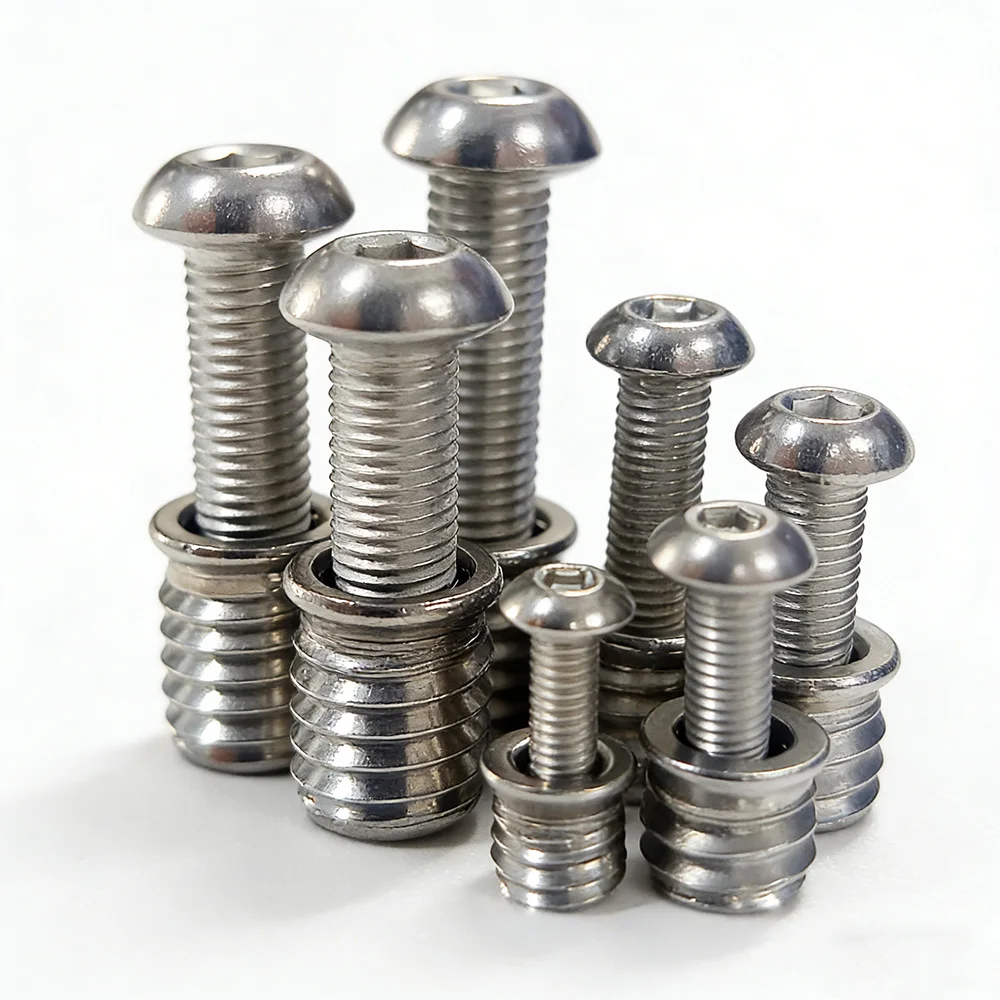 304 SS Countersunk Furniture Nut with Hex Socket Round Head Screws Set M4M5M6M8 Embedment Nut and Bolt Kit Cabinet Bed Assembly