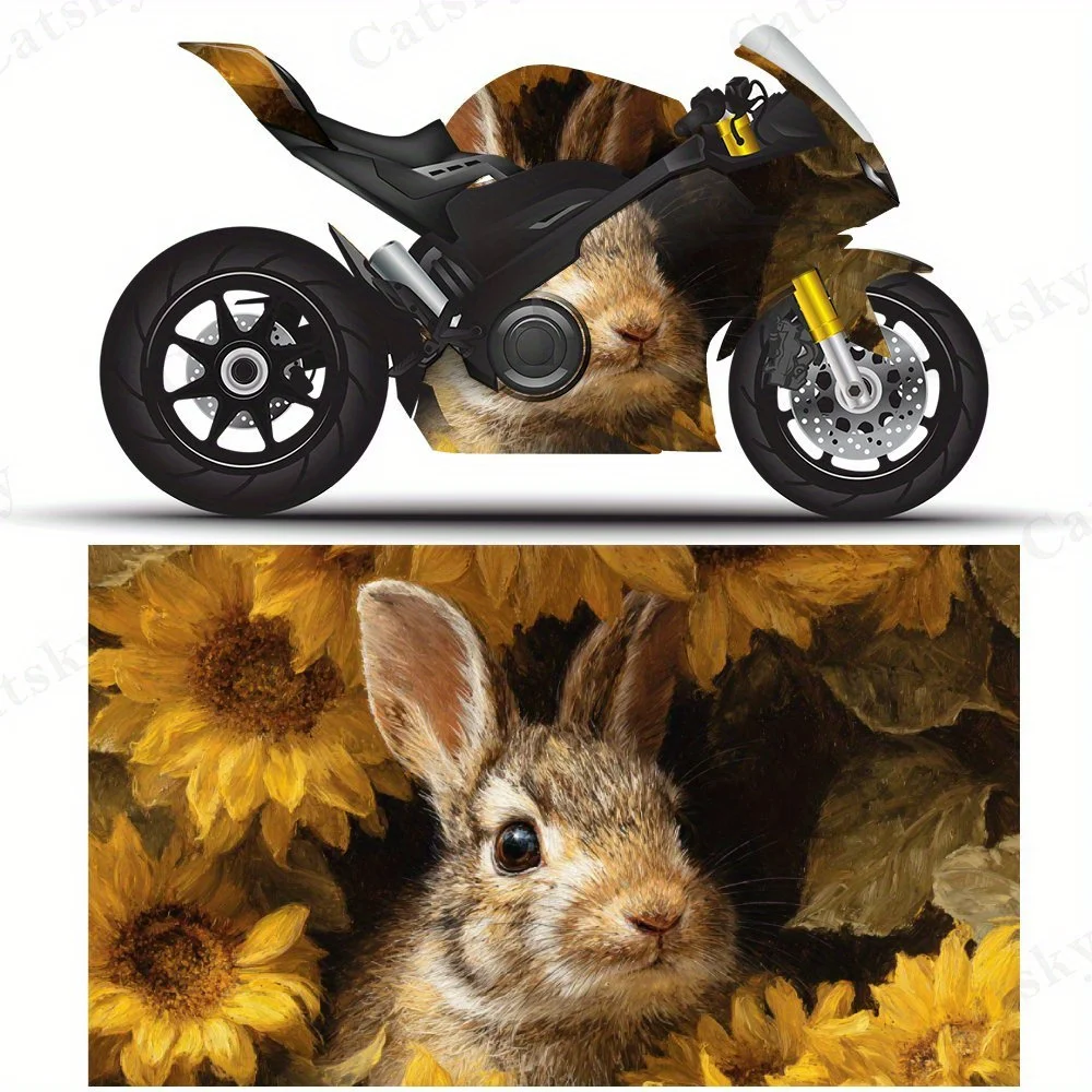 

Sunflower & Bunny Cute Motorcycle Film Stickers, Durable PVC Adhesive Decals for Motorcycle Customization, Weather-Resistant Pro