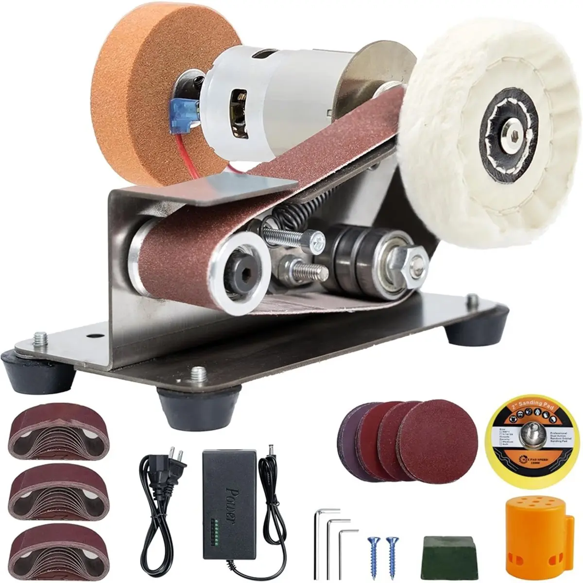 DT35BG Mini Belt Sander, Electric Small Sander KnifeMaking Supplies, for Woodworking, Metal Working DIY US Plug