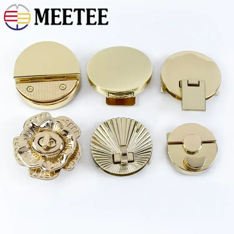 1Pc Meetee Metal Clasp Turn Lock Twist Locks Round Rectangle Bag Decor Buckles DIY Handbag Purse Hardware Replace Accessories