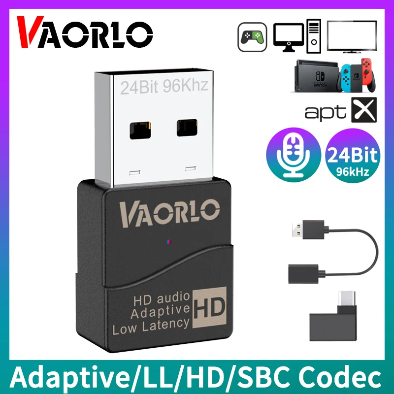 Original VAORLO KB8P KB9P 16-24Bit USB Bluetooth 5.2 Audio Transmitter Adaptive HD LL SBC 40ms Low Latency Hifi Wireless Adapter