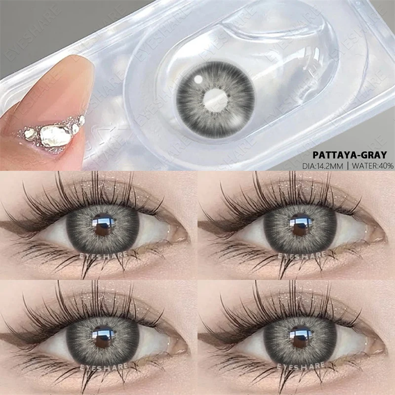 EYESHARE 1Pair Myopia Lens Contact Lenses for Eyes Colored Contacts with Degree Gray Eye Lenses Yearly Nature Soft Lens