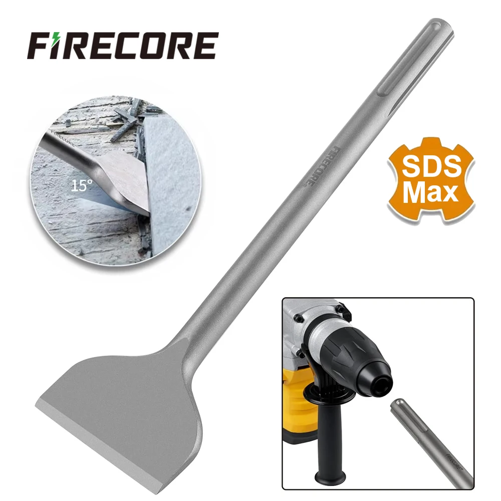 Scalpello per piastrelle FIRECORE SDS Max 300×80mm, scalpello angolato e piatto largo, compatibile con martelli SDS Max - FS18313