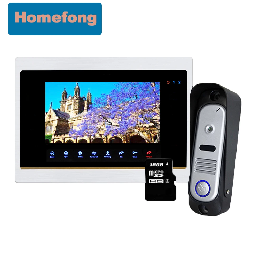 Homefong 7 Inch Video Intercom Electronic Door Lock Exit Touch Button Home Intercom Video Door Phone Doorbell with Camera Record