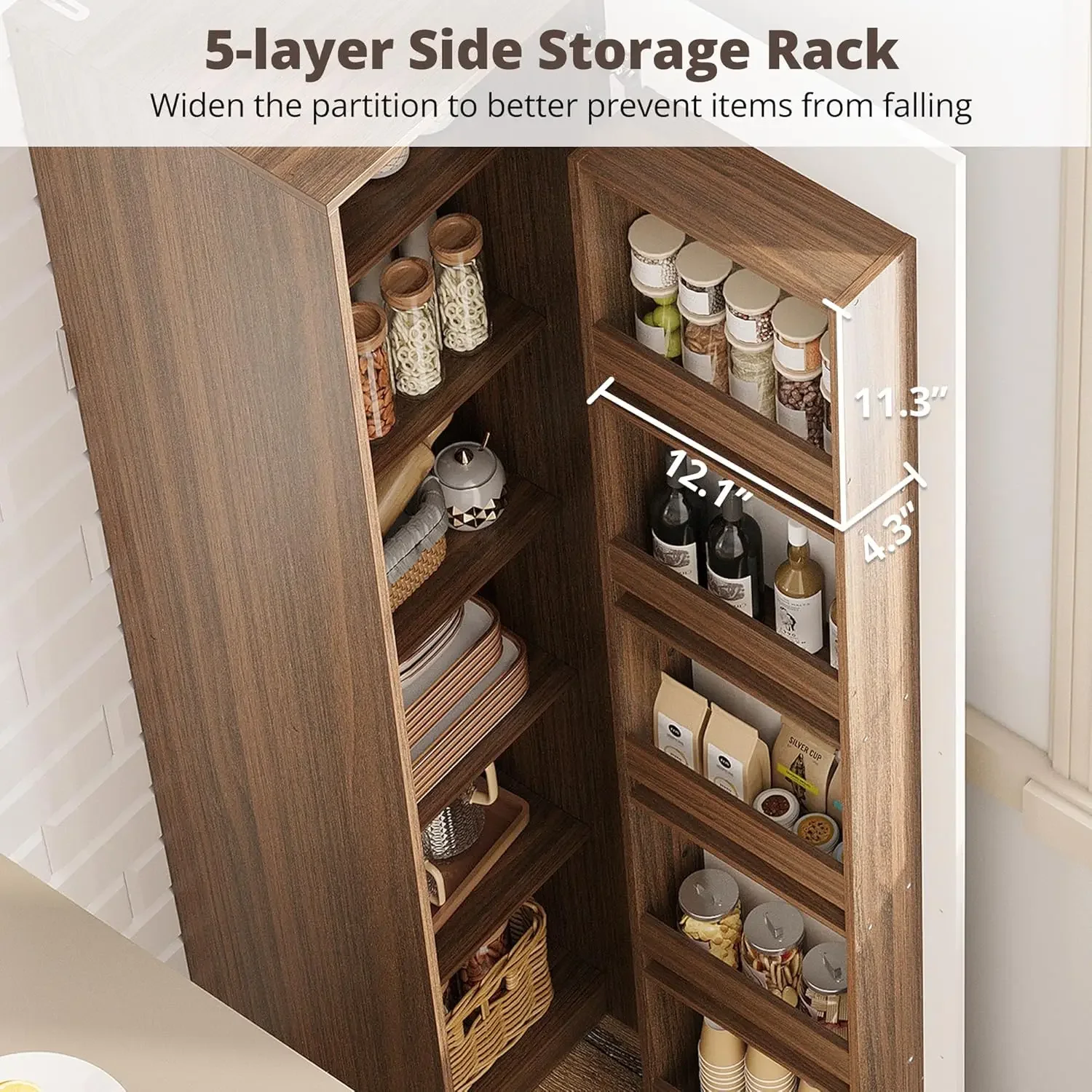 [High-Quality, Hot Deal!]70" Pantry Storage Cabinet, Single Cabinet Pantry, Freestanding Tall Narrow Cupboard with 11 Adjustable