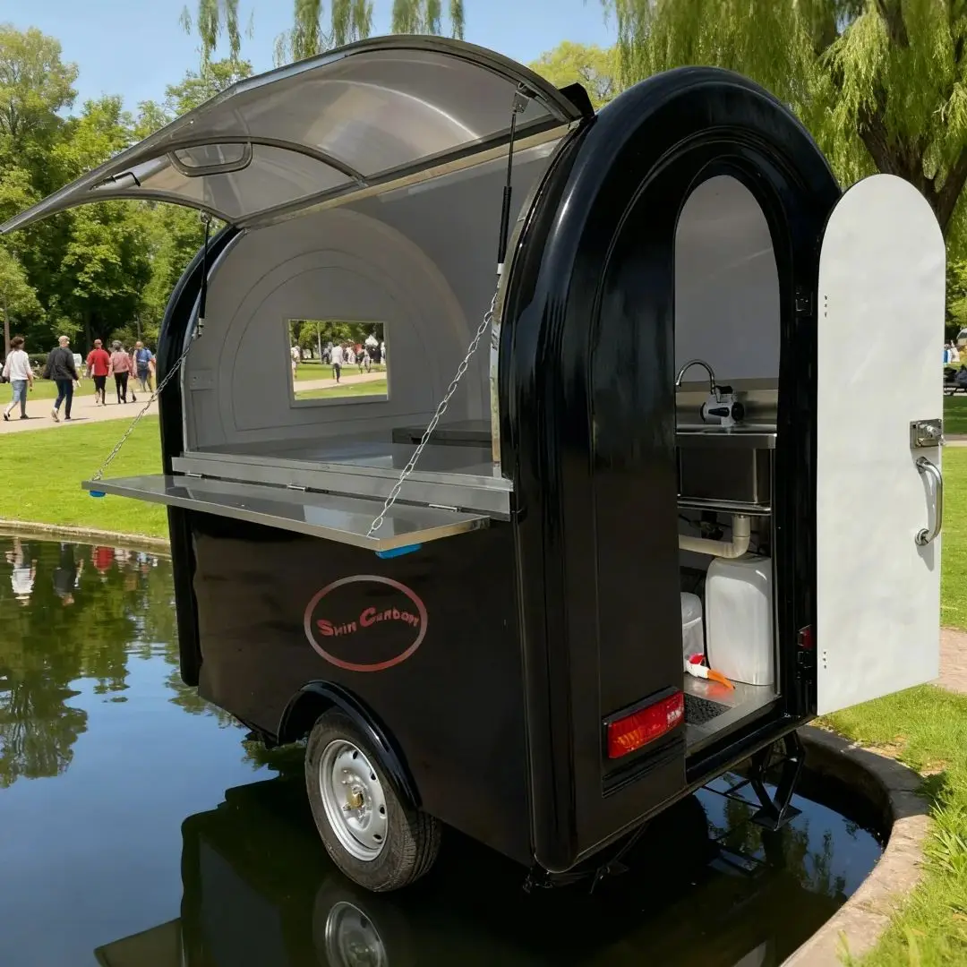 

Stylish Modern Black Outdoor Food Trailer for Business Use - Durable Design Mobile Kitchen Solution