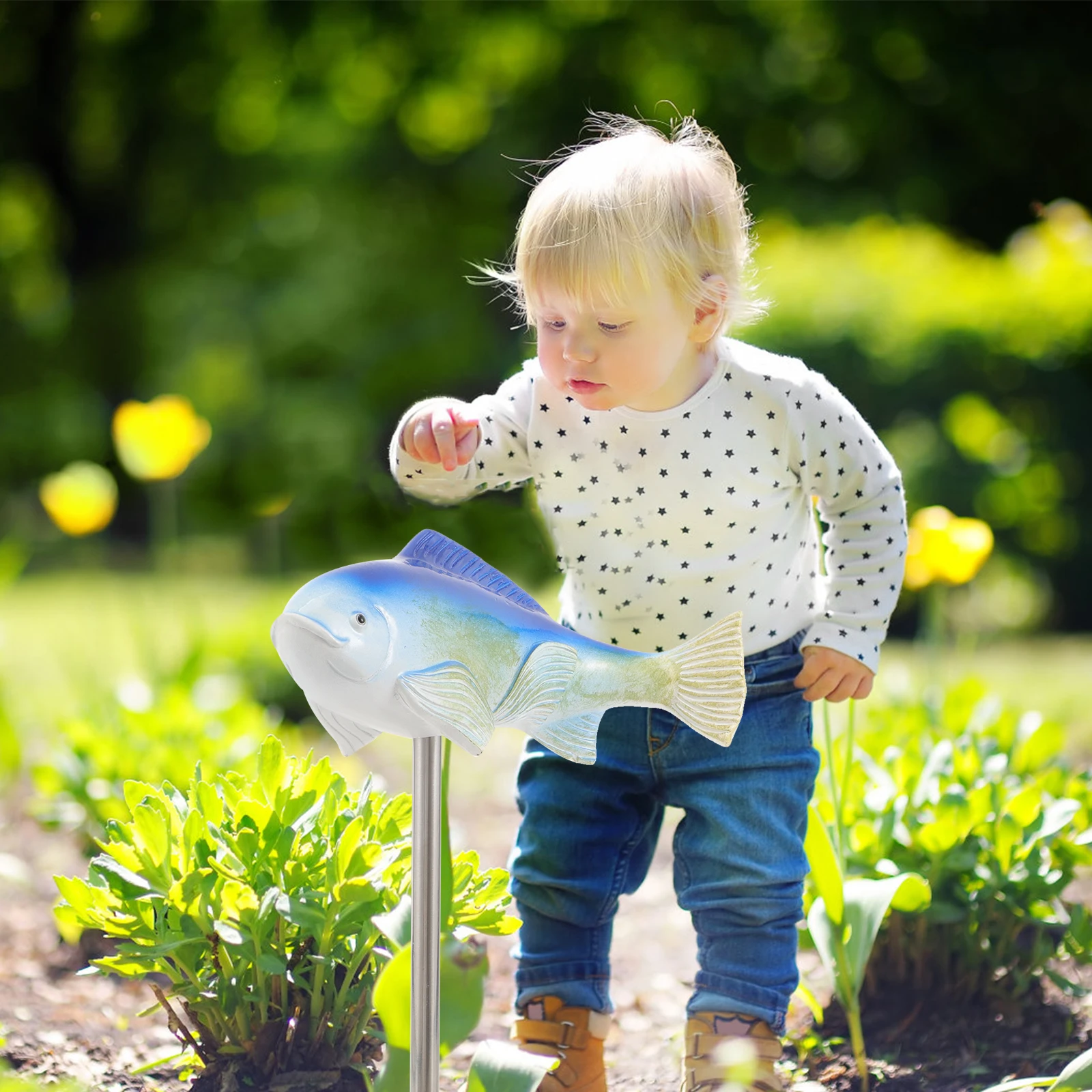 

Fish Shape Stake Ornament Premium Resin Garden Yard Decoration Outdoor Lawn Fish Inserted Decor for Modern Farmhouse Rustic