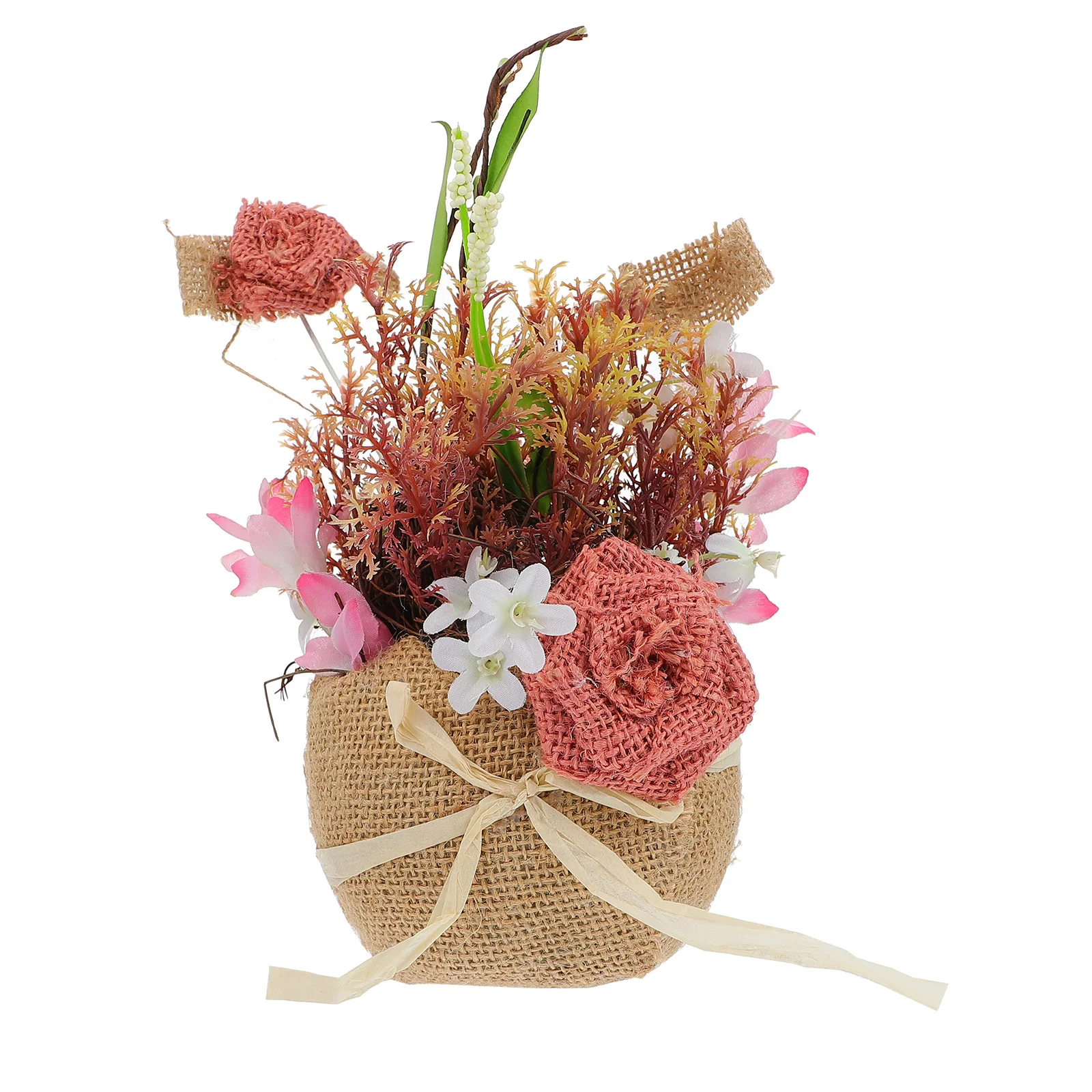 

Simulation Silk Flower Basket Linen Artificial Flowers Basket Wedding Party Decoration Photography Prop Home Ornament