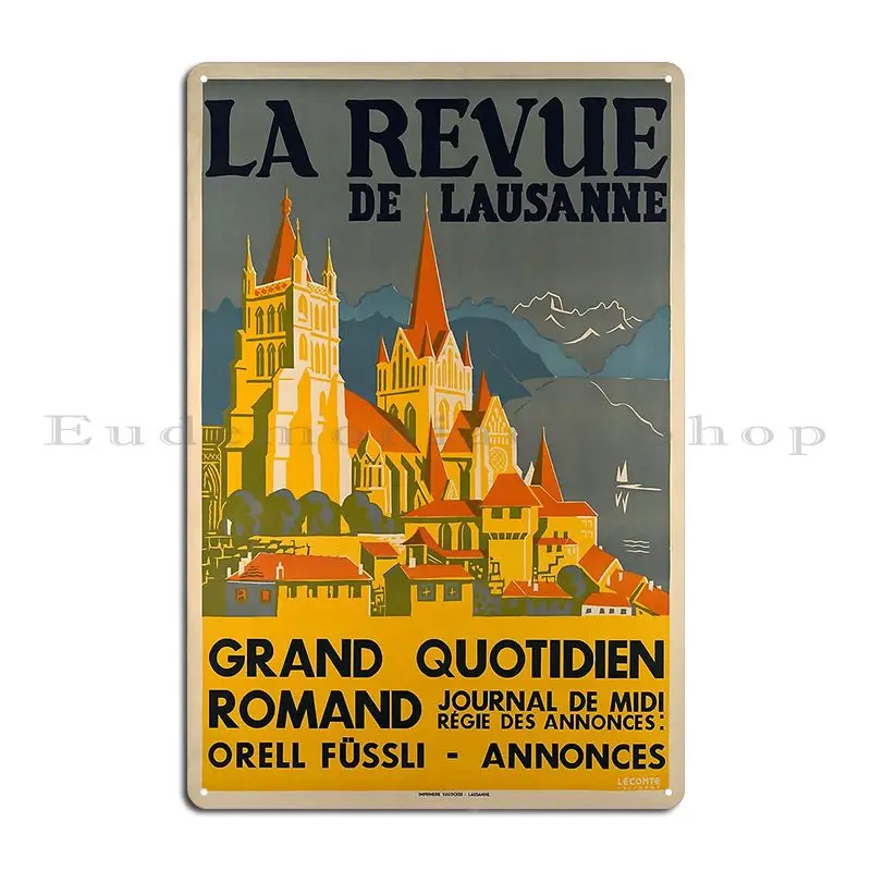 Retro La Revue De Lausanne Grand Quotidien Romand Journal De Midi Vintage Reclame Metal Sign Character Living Room Cave Plates